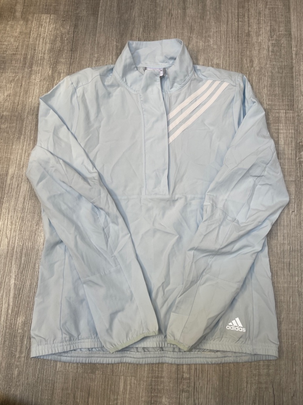 adidas Light Blue Half-Zip Pullover with White Three-Stripes